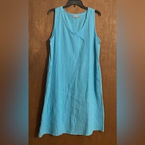 Habitat Cotton Sleeveless Blue‎ Asymmetrical Dress Size Medium Midi 100% Cotton